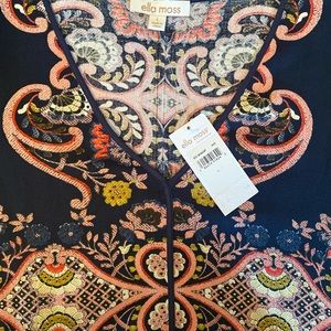 Ella Moss Caprice Boho Shift Dress Tunic size large NEW WITH TAGS Blue Tapestry